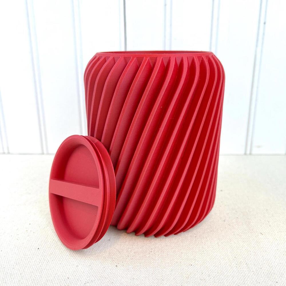 Swirl Lidded Storage Container, Ridged Storage Container, Organizer for a Desk - Picture 8 of 10